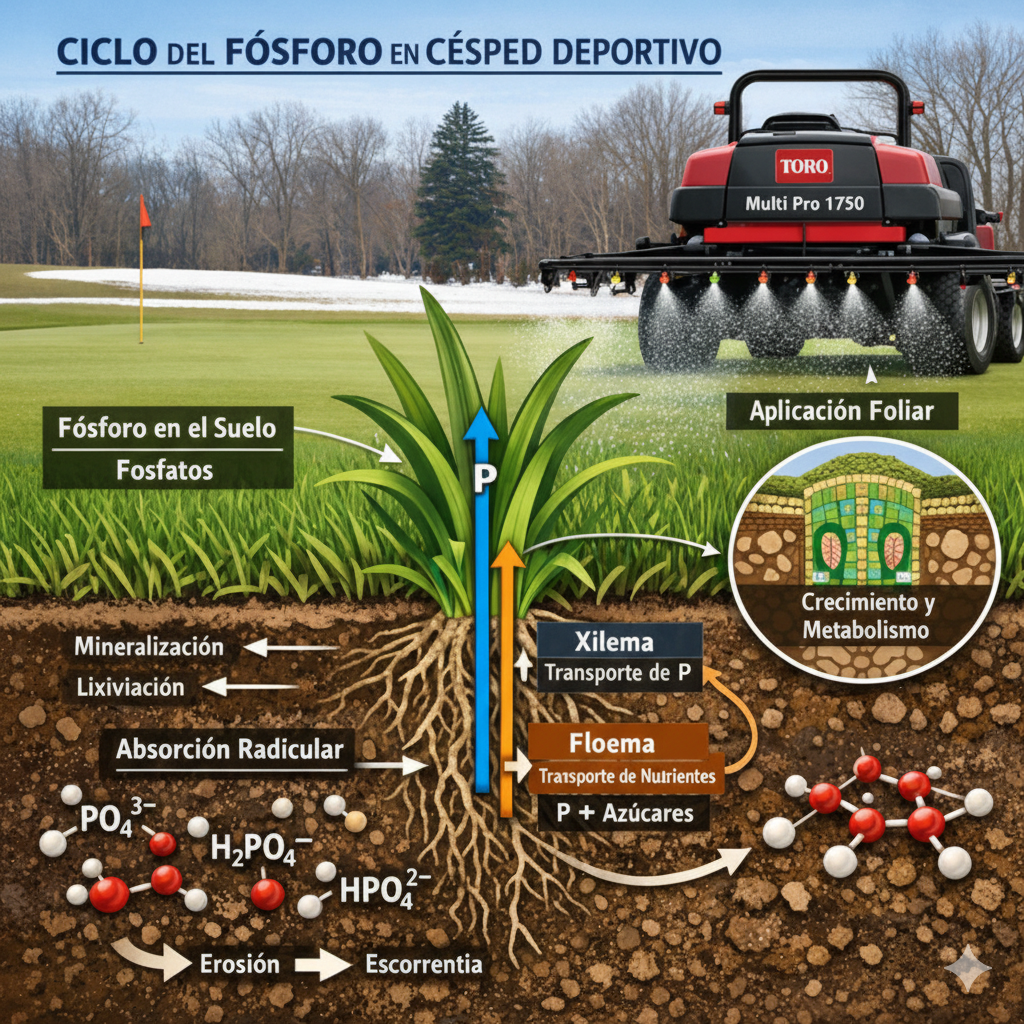 ciclo fosforo cesped deportivo